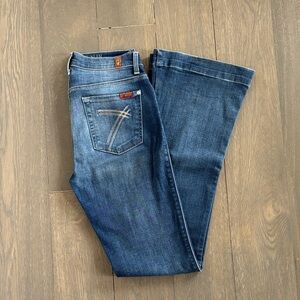 7 For All Mankind Dark Blue Wide Leg Jeans